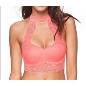 Victorias Secret PINK Lace push up Choker halter bralette, size small